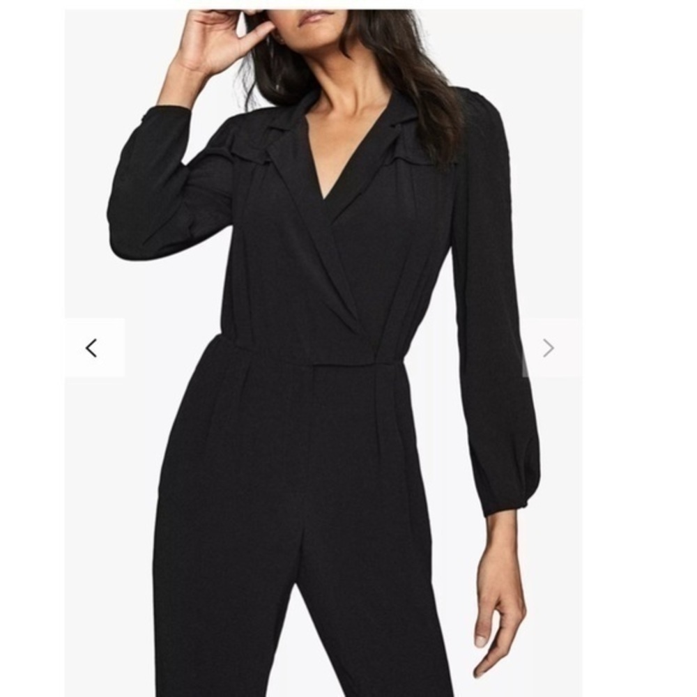 REISS Black Selena Long Sleeve Utility Jumpsuit - Picture 3 of 9